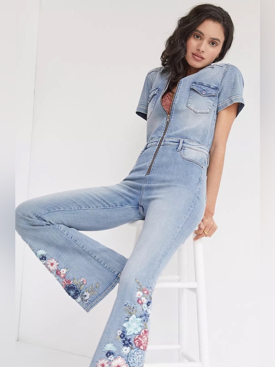 DRIFTWOOD Pants - Driftwood Embroidered Denim Jumpsuit